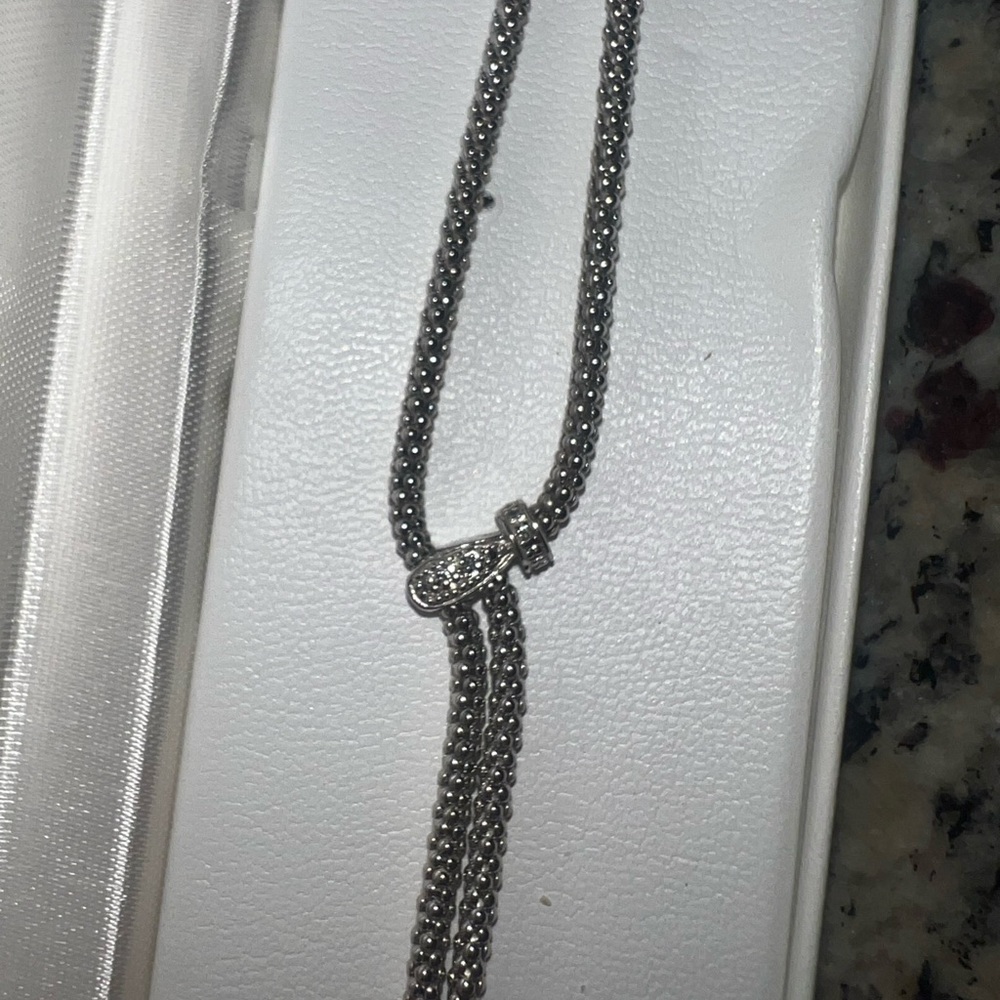 Elegant Lariat Silver Ruby Hearts Pendant Necklace - Picture 4 of 4